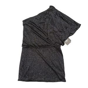 JS Boutique Womens Size 4 Black Silver One Shoulder Mini Dress NWT
